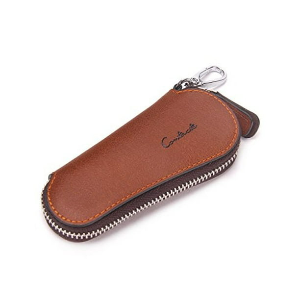 Genuine Leather All Car Logo Key Chain Coin Holder Zipper Case Remote Wallet Bag